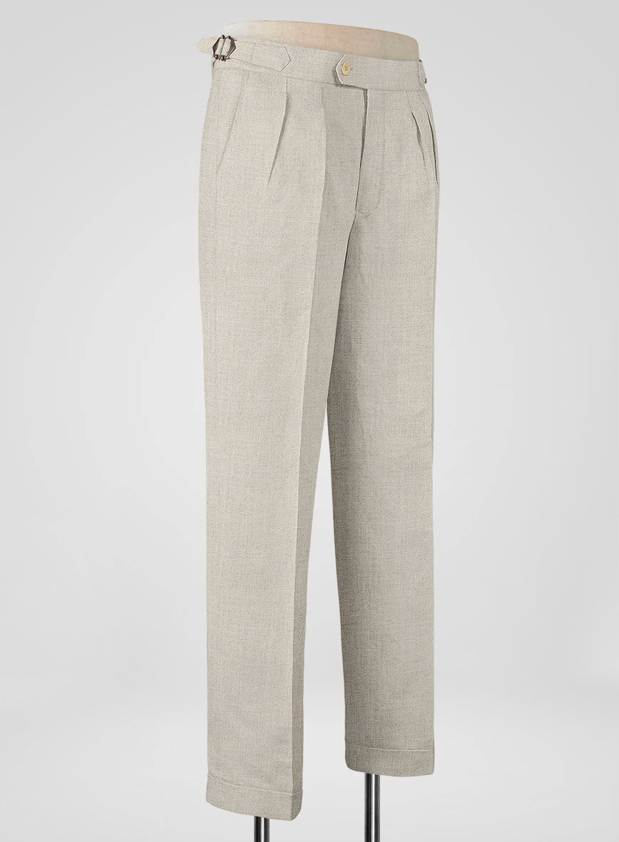 Barn Beige Linen Highland Trousers - StudioSuits