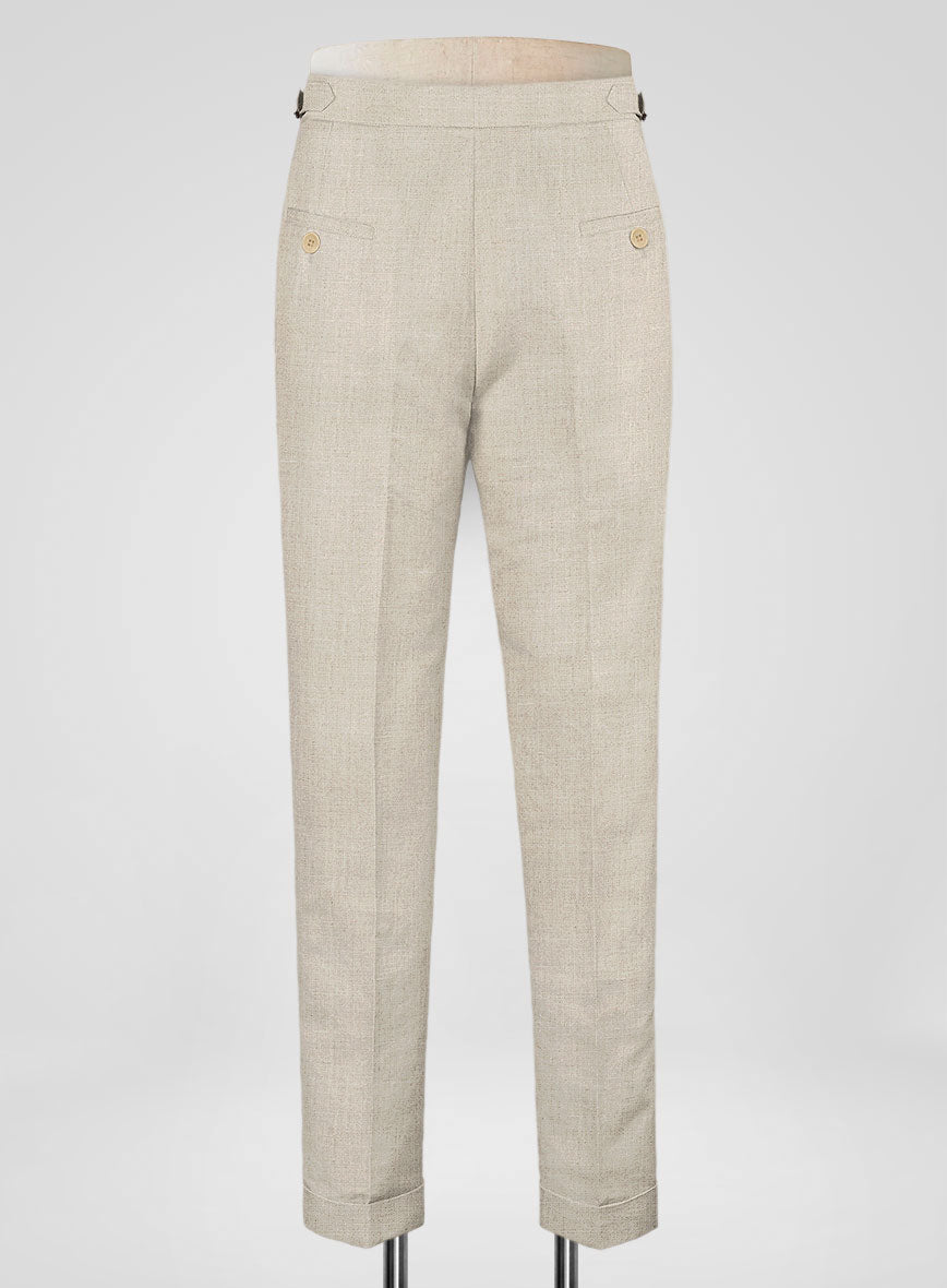 Barn Beige Linen Highland Trousers - StudioSuits