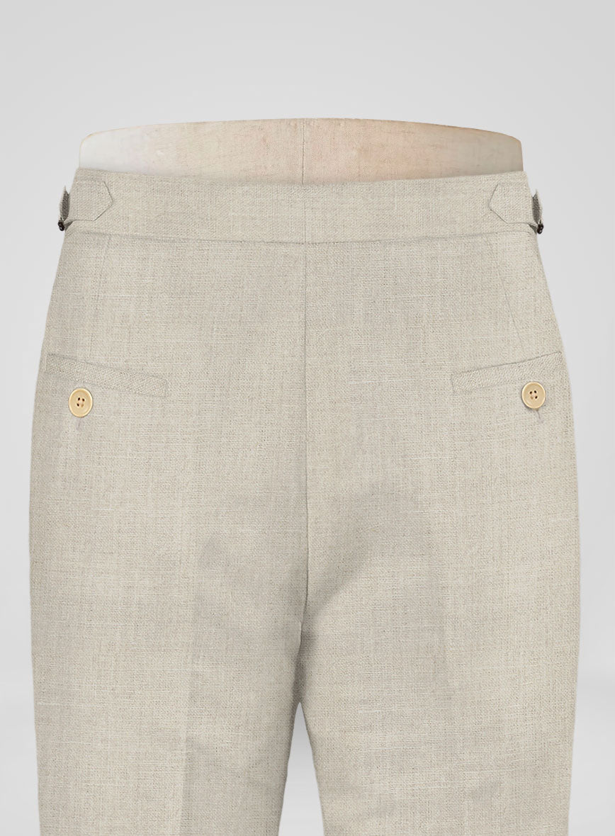 Barn Beige Linen Highland Trousers - StudioSuits