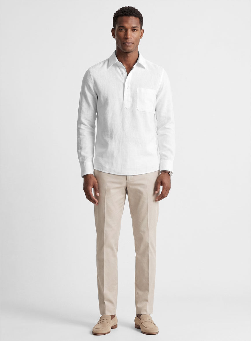 Polo White Linen Shirt - StudioSuits