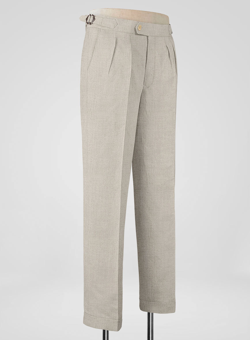 Barn Beige Linen Highland Trousers - StudioSuits