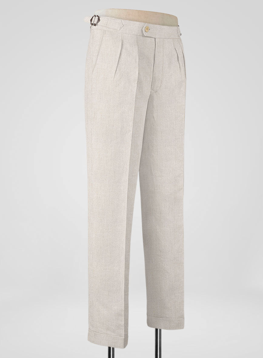 Pure Barn Beige Linen Highland Trousers - StudioSuits