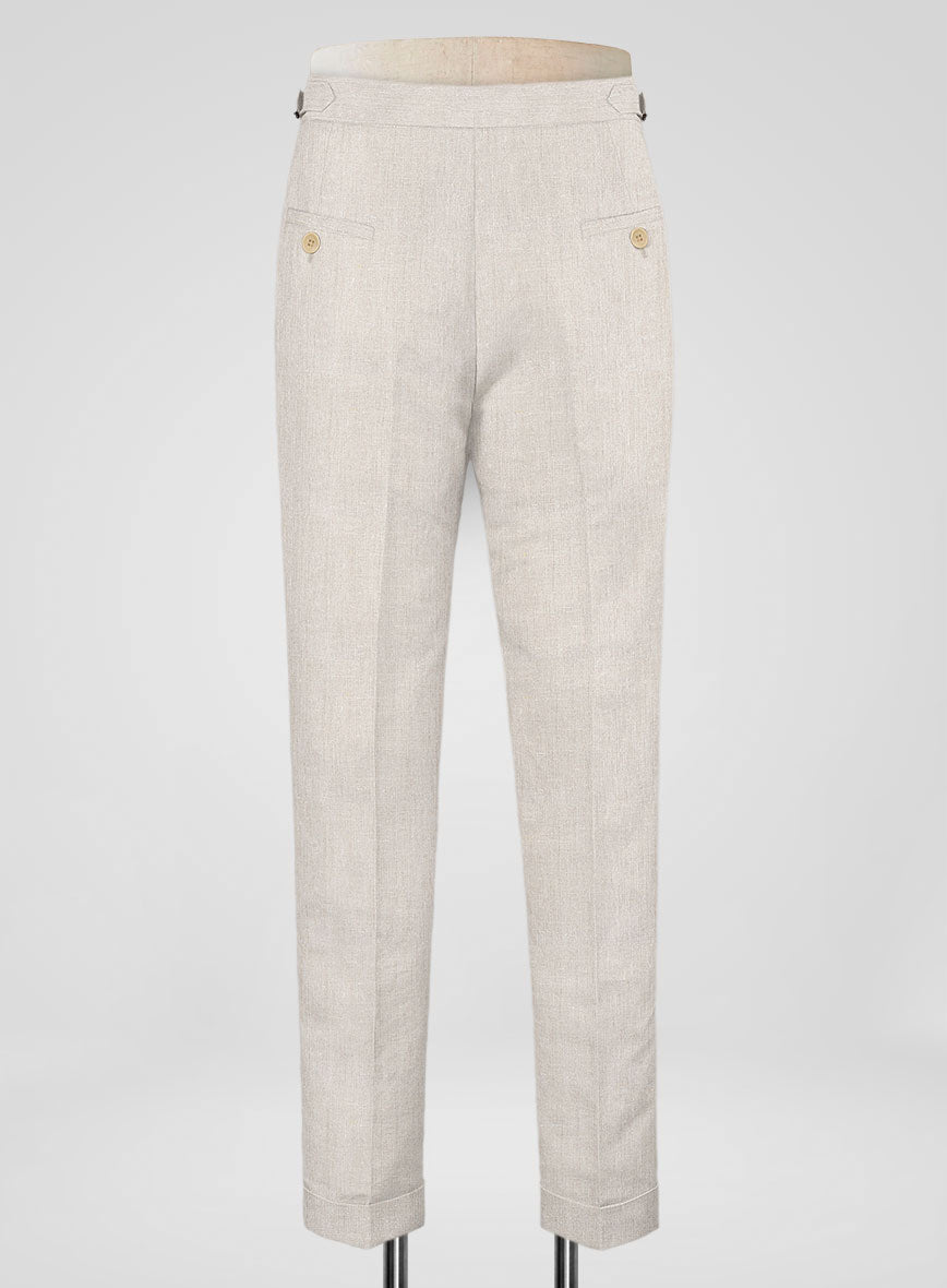 Pure Barn Beige Linen Highland Trousers - StudioSuits