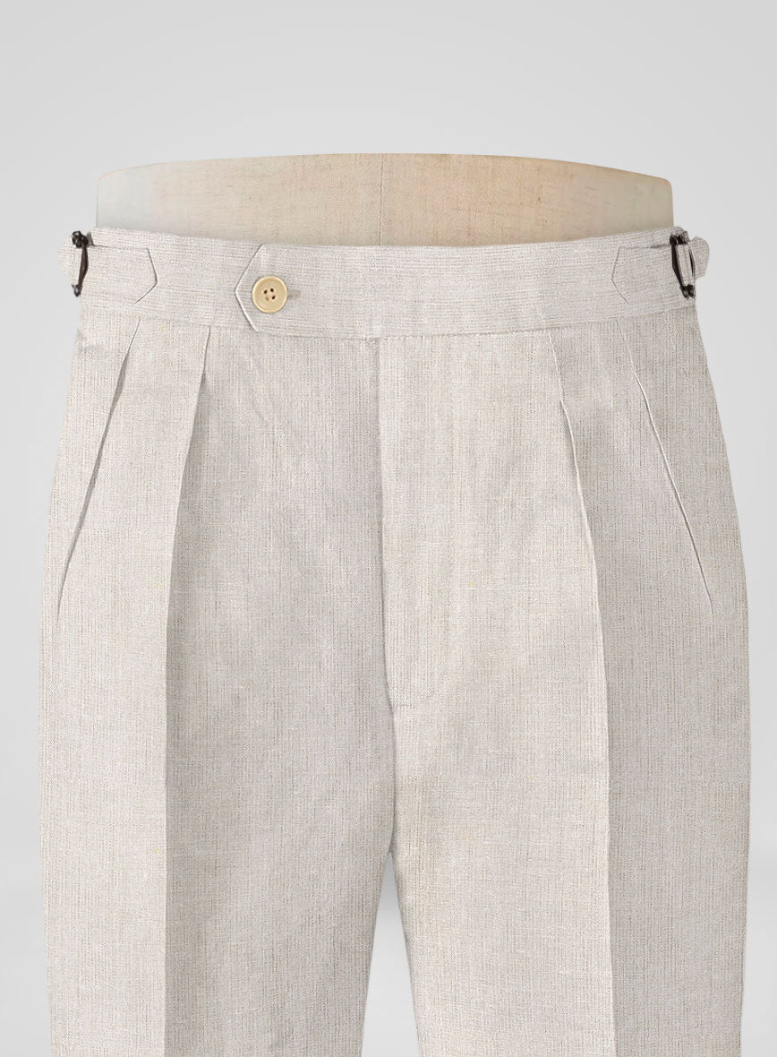 Pure Barn Beige Linen Highland Trousers - StudioSuits