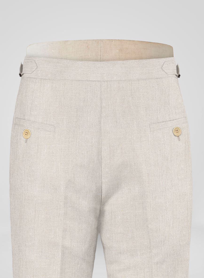 Pure Barn Beige Linen Highland Trousers - StudioSuits