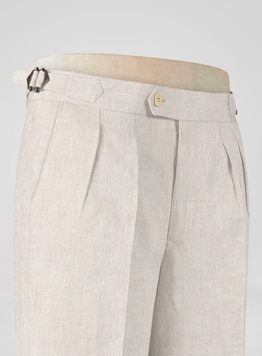 Pure Barn Beige Linen Highland Trousers - StudioSuits