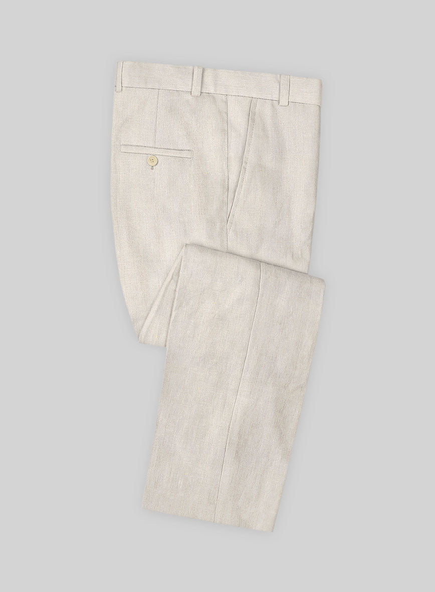 Pure Barn Beige Linen Pants - StudioSuits