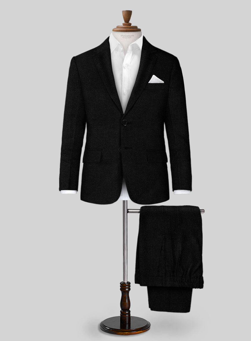 Pure Black Linen Boys Suit - StudioSuits