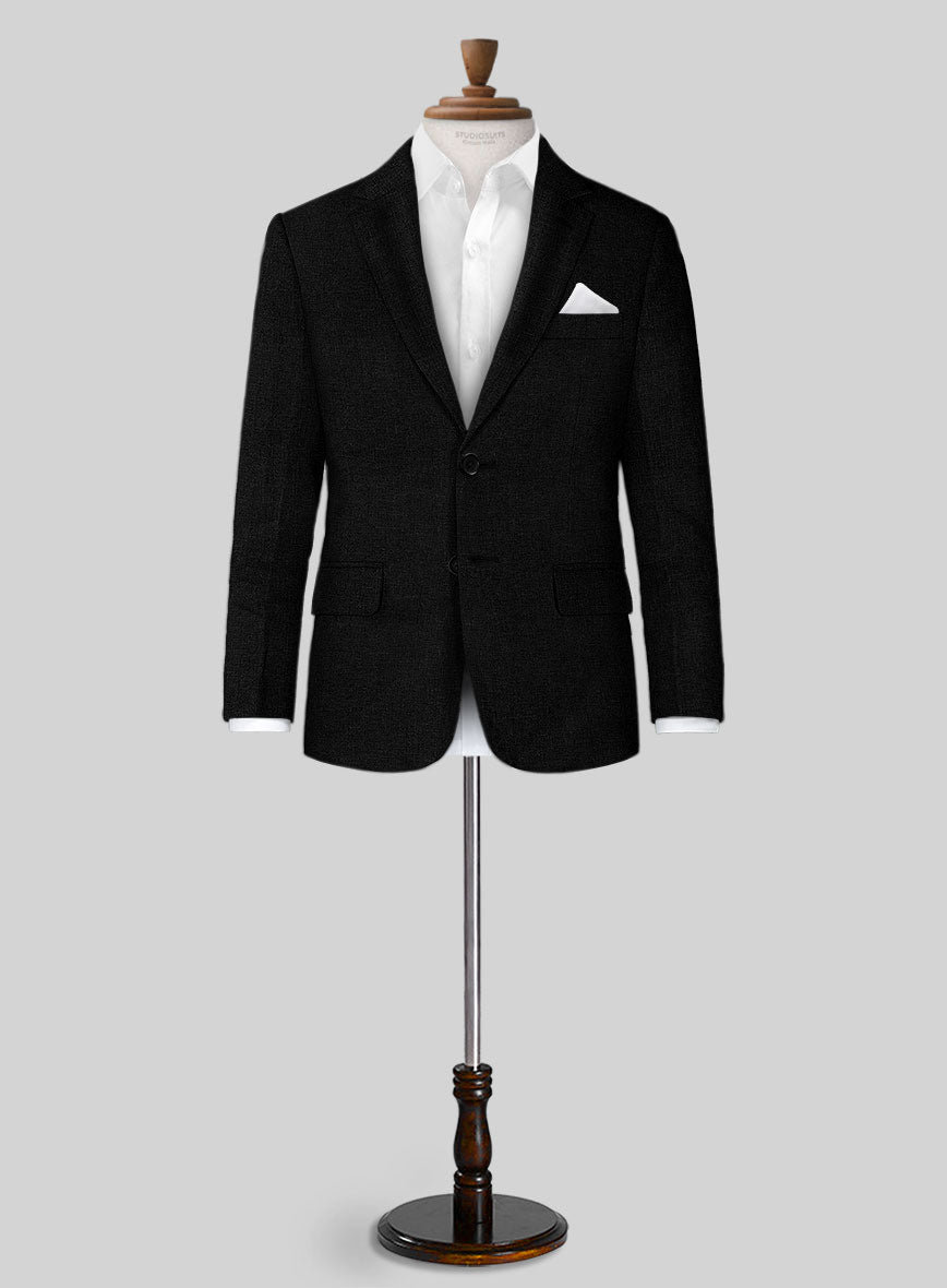 Pure Black Linen Boys Suit - StudioSuits