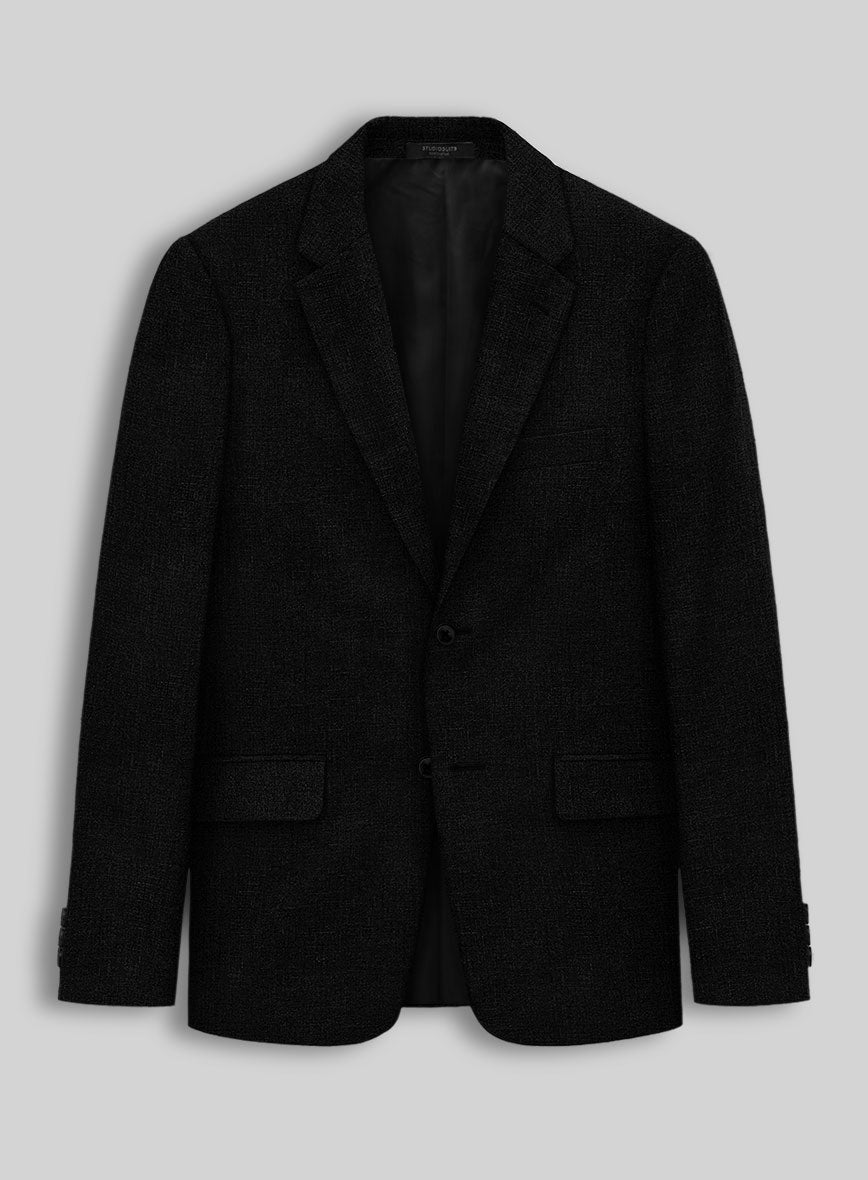 Pure Black Linen Suit - StudioSuits