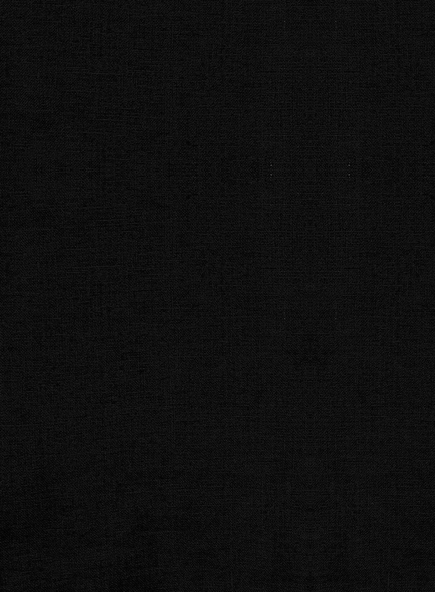 Pure Black Linen Shirt - StudioSuits