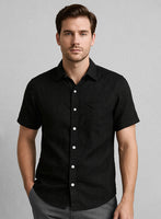 Pure Black Linen Shirt