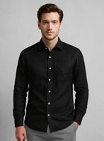 Pure Black Linen Shirt