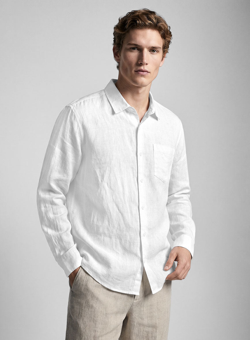 Pure White Linen Shirt - StudioSuits