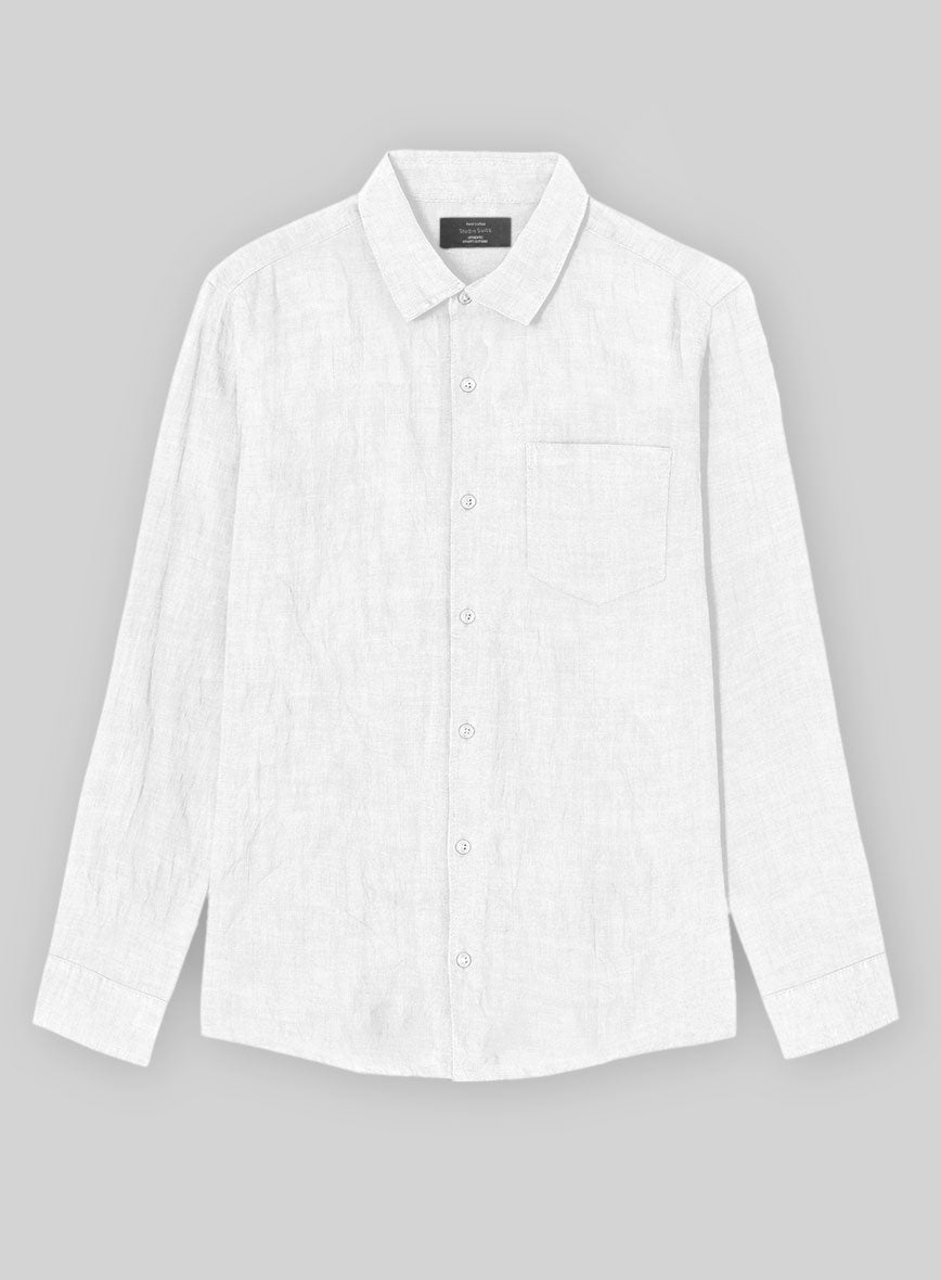 Pure White Linen Shirt - StudioSuits