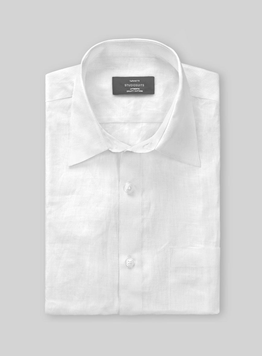 Pure White Linen Shirt - StudioSuits