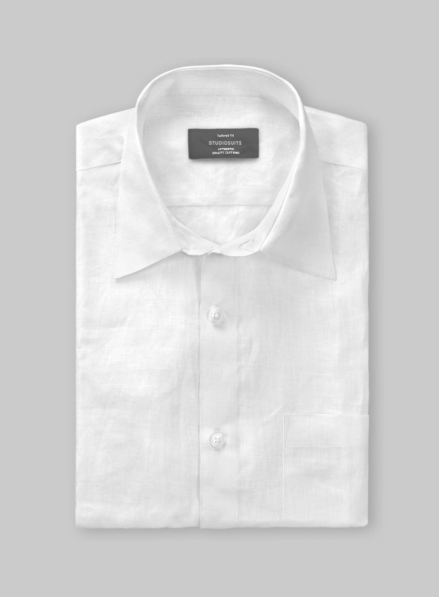 Pure White Linen Shirt - StudioSuits