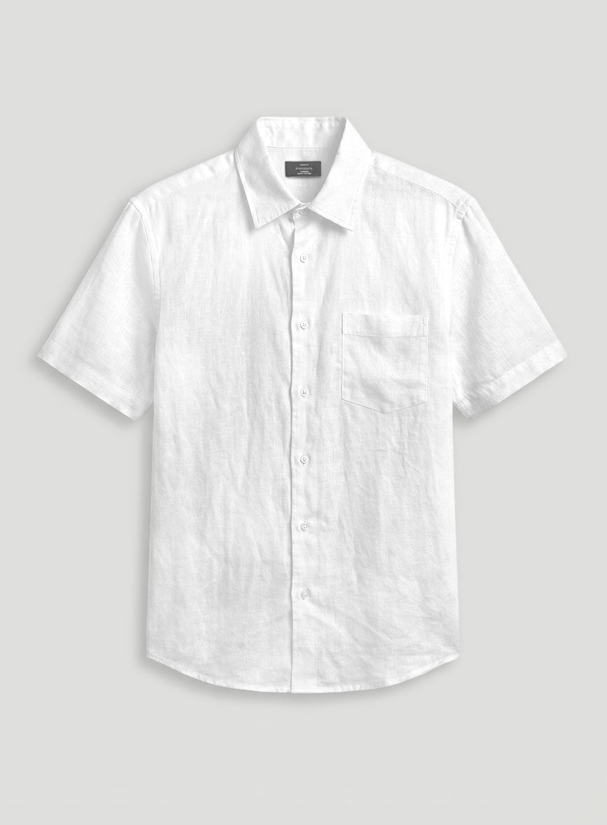 Pure White Linen Shirt - StudioSuits