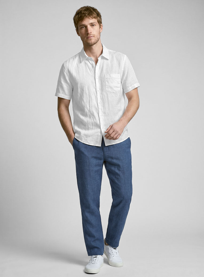 Pure White Linen Shirt - StudioSuits