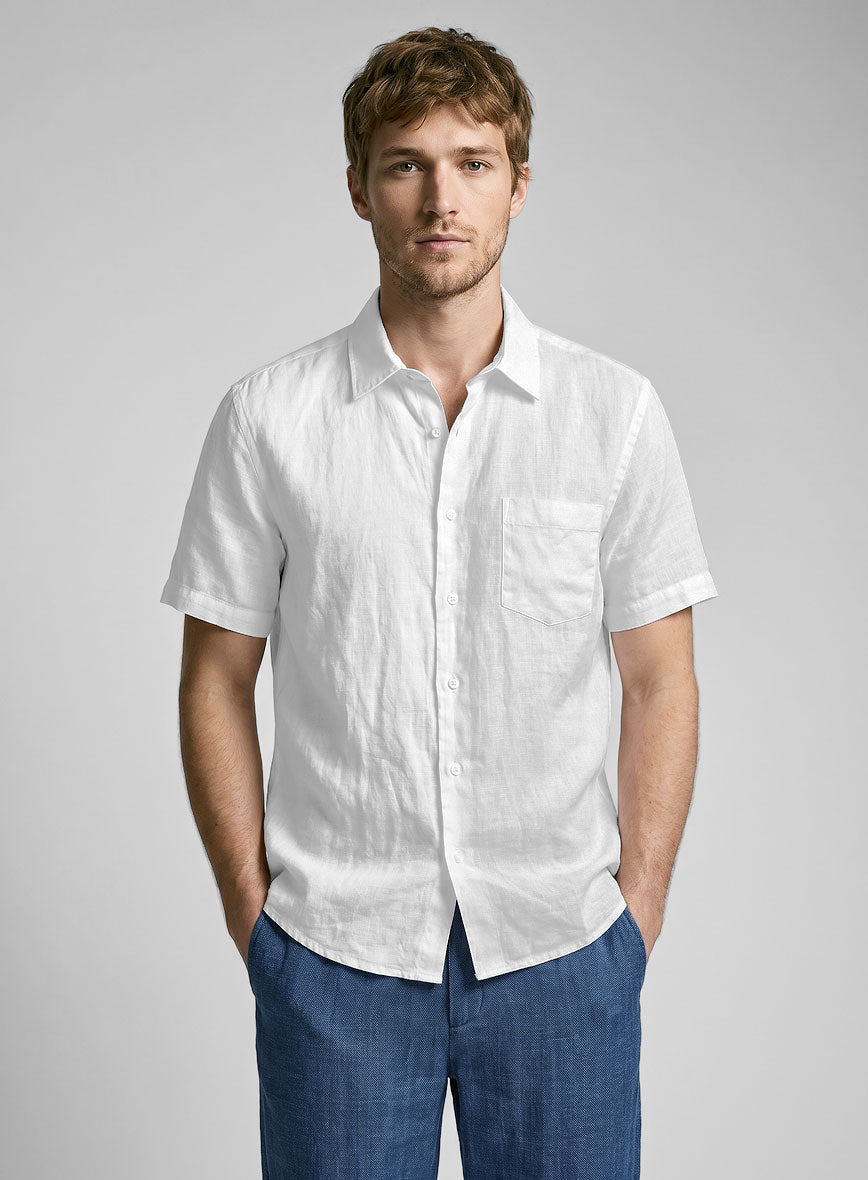 Pure White Linen Shirt - StudioSuits