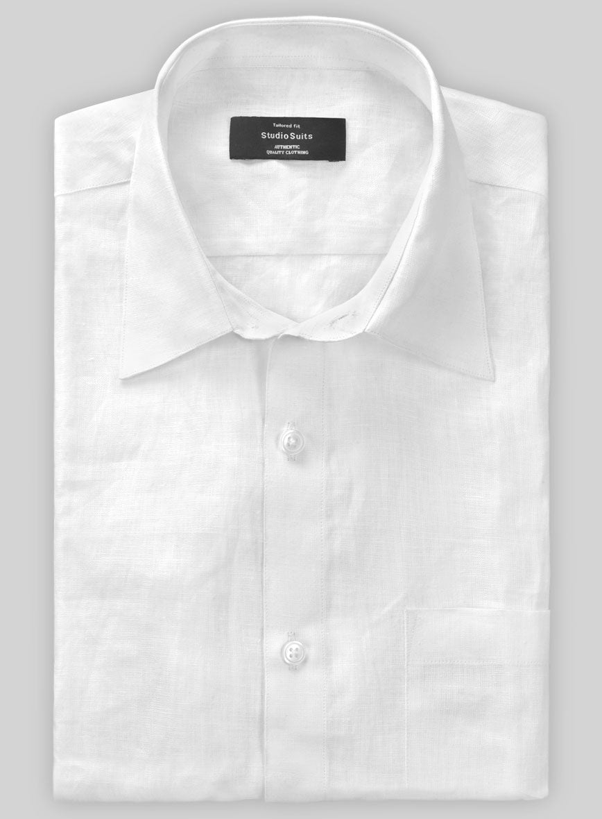 Pure White Linen Shirt - StudioSuits
