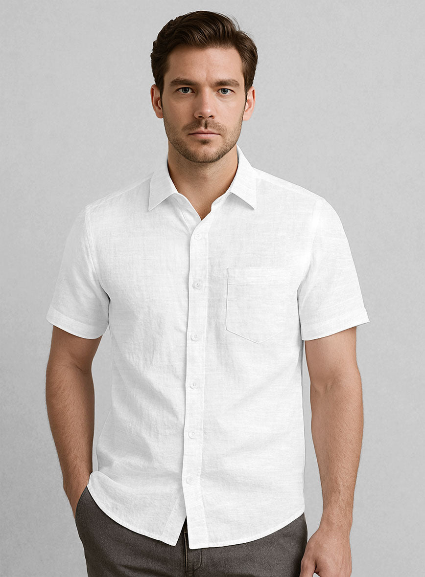 Pure White Linen Shirt - StudioSuits