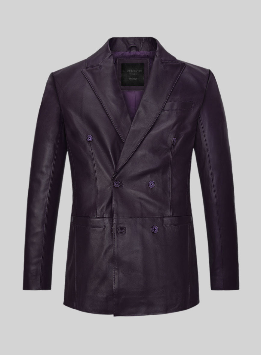 Purple Hampton Double Breasted Leather Blazer - StudioSuits