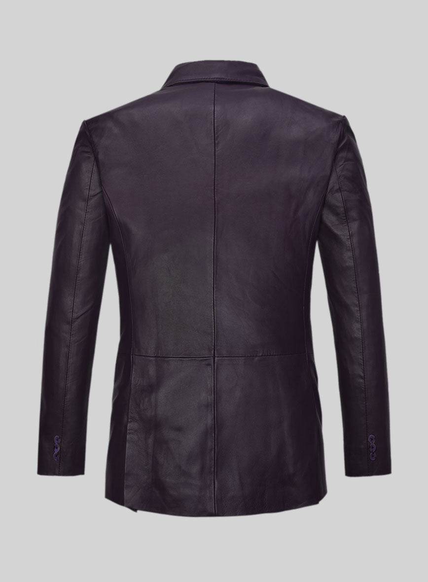 Purple Hampton Double Breasted Leather Blazer - StudioSuits