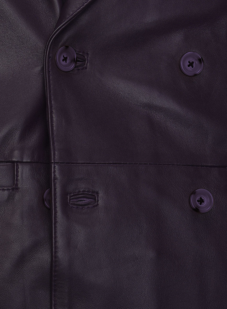 Purple Hampton Double Breasted Leather Blazer - StudioSuits