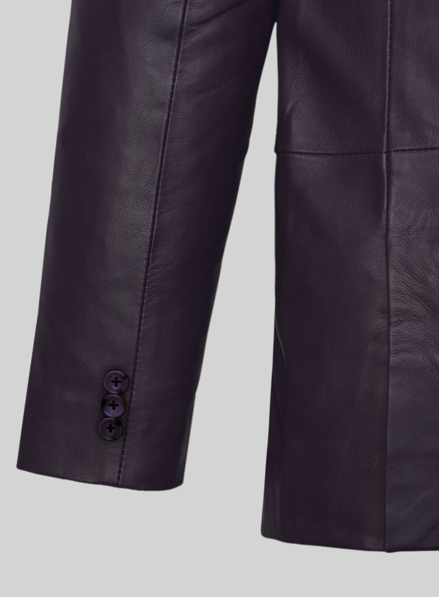Purple Hampton Double Breasted Leather Blazer - StudioSuits