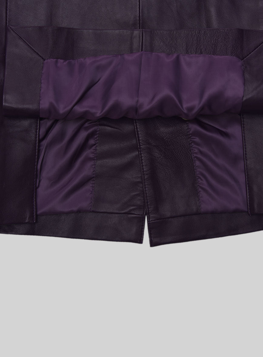 Purple Hampton Double Breasted Leather Blazer - StudioSuits