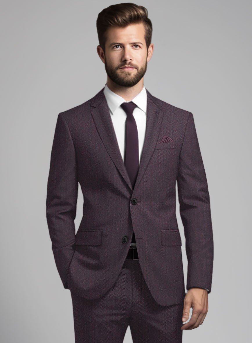 Purple Herringbone Wool Jacket - StudioSuits