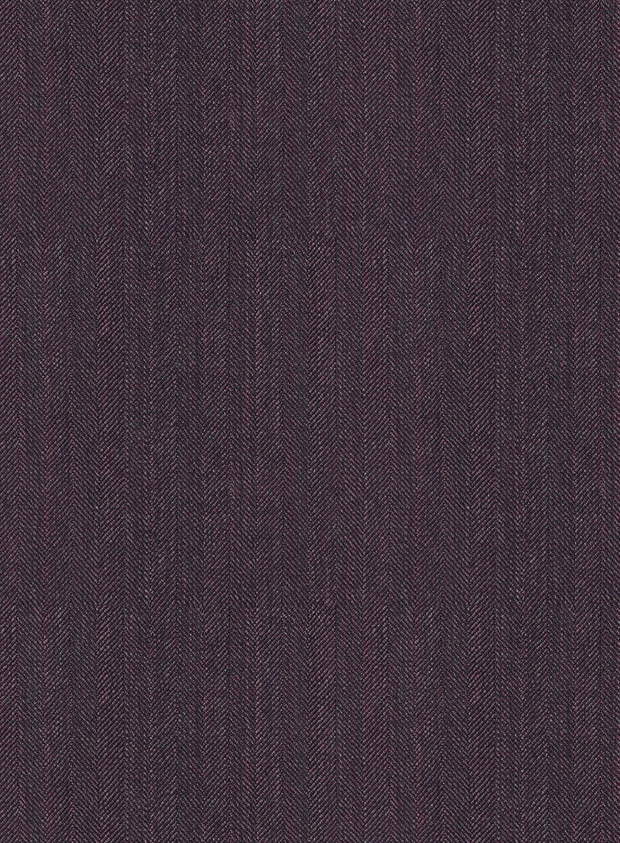 Purple Herringbone Wool Pants - StudioSuits