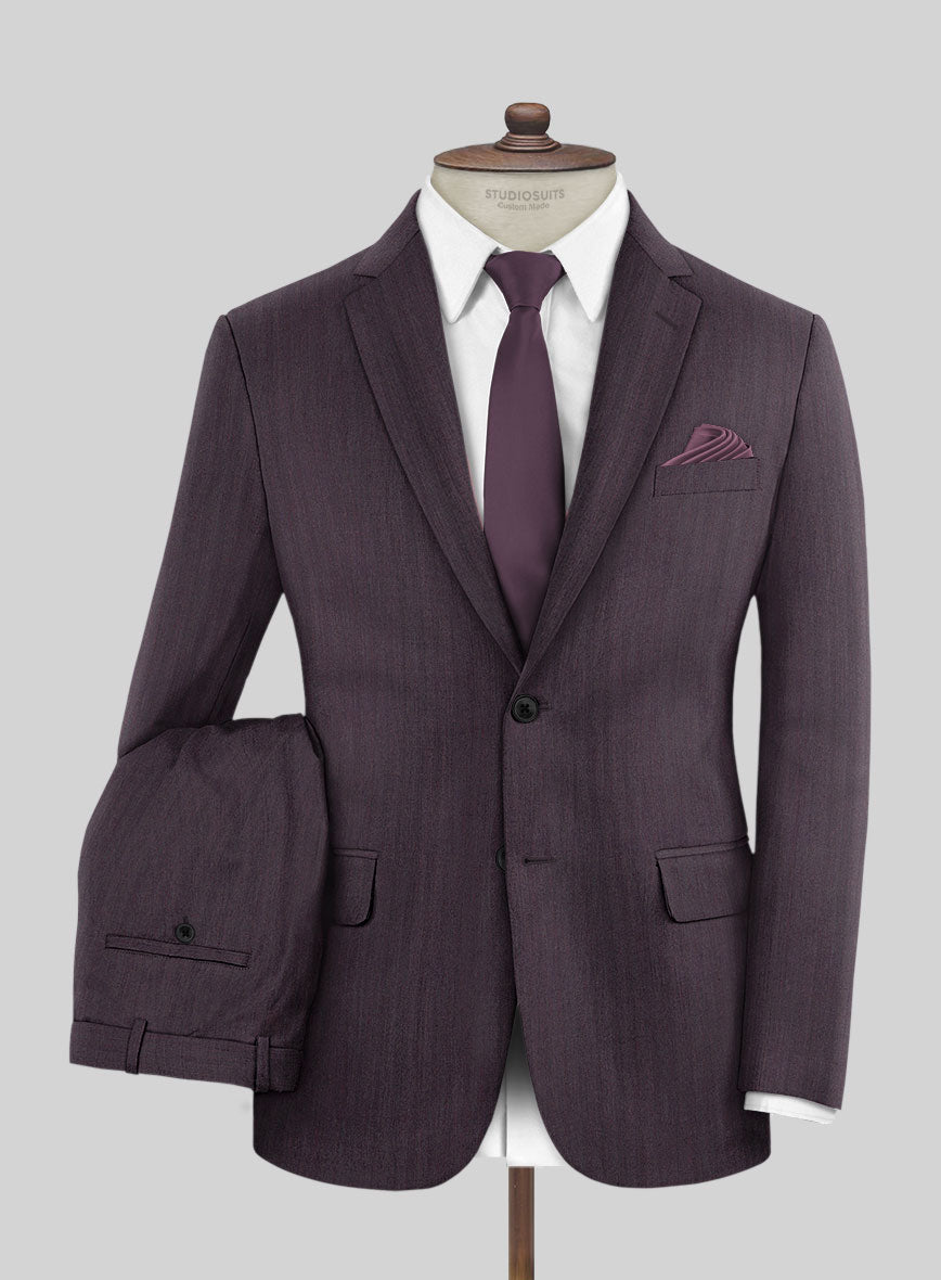 Purple Herringbone Wool Suit