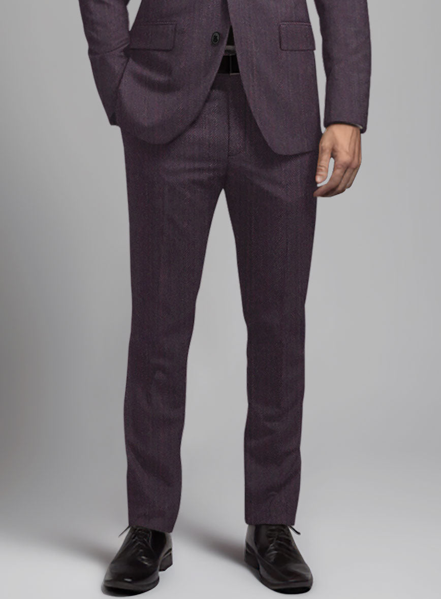 Purple Herringbone Wool Suit - StudioSuits