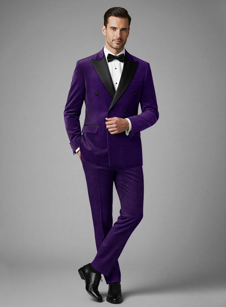 Purple Velvet Double Breasted Tuxedo Suit - StudioSuits