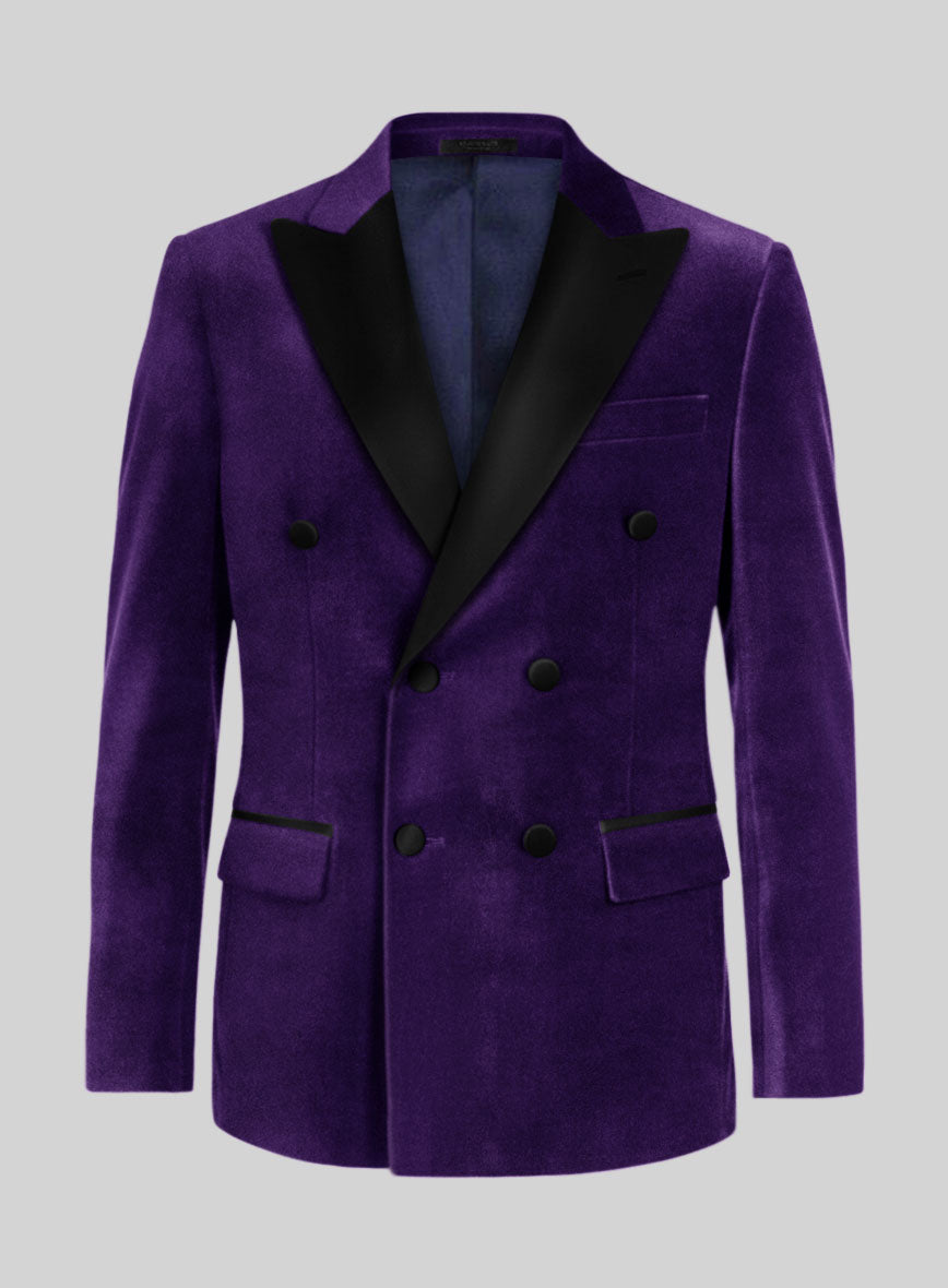 Purple Velvet Double Breasted Tuxedo Suit - StudioSuits