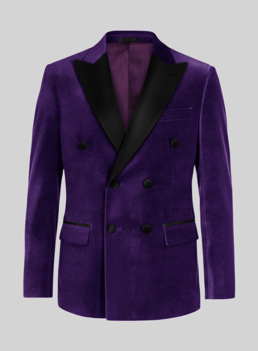 Purple Velvet Double Breasted Tuxedo Suit - StudioSuits