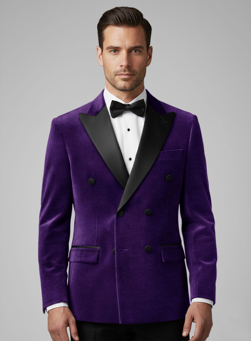 Purple Velvet Double Breasted Tuxedo Suit - StudioSuits