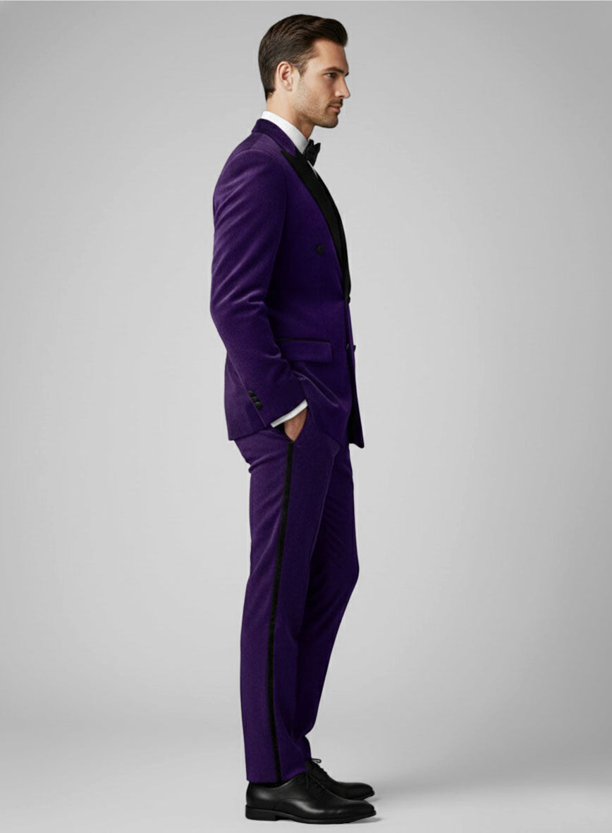 Purple Velvet Double Breasted Tuxedo Suit - StudioSuits