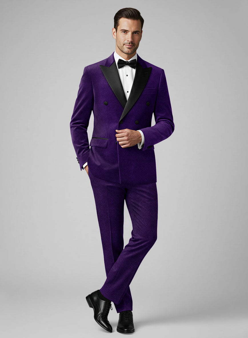 Purple Velvet Double Breasted Tuxedo Suit - StudioSuits