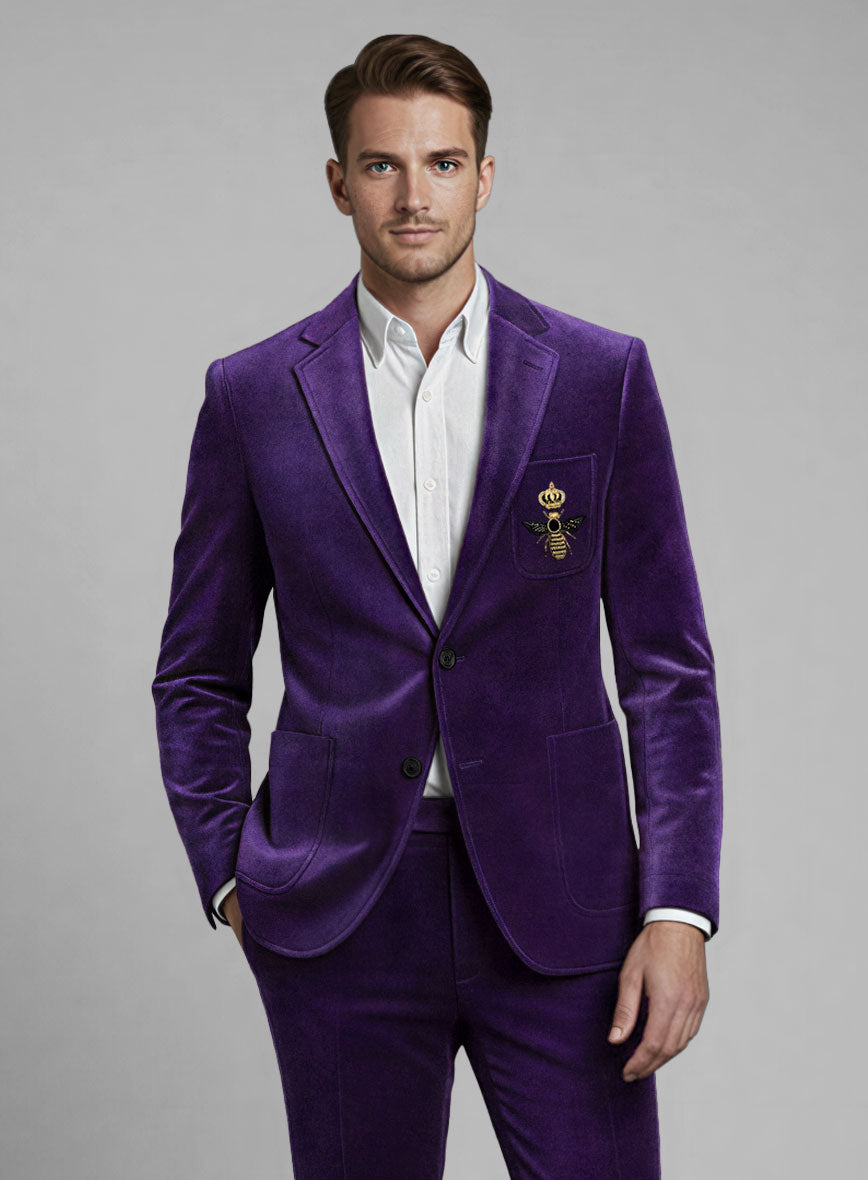 The Golden Bee Purple Velvet Jacket - StudioSuits