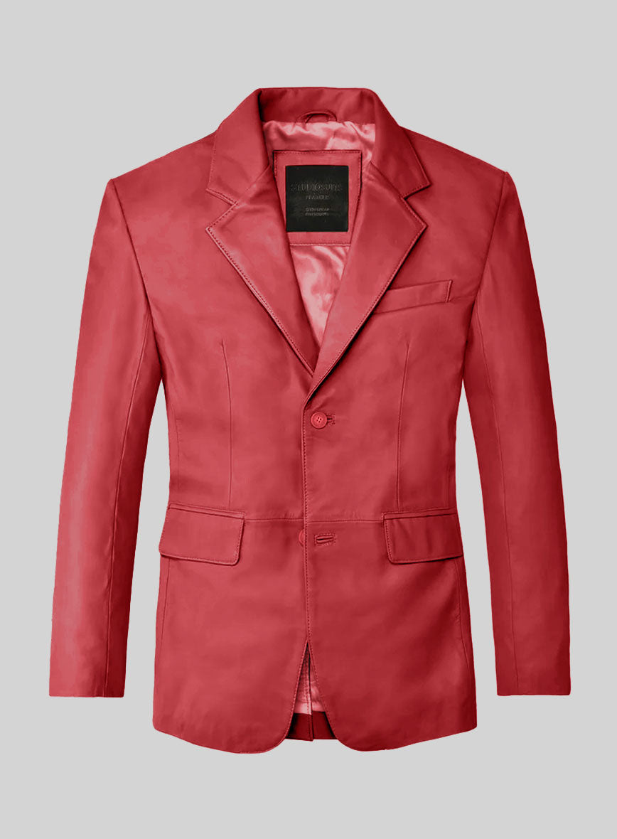 Raspberry Red Lambskin Leather Suit - StudioSuits