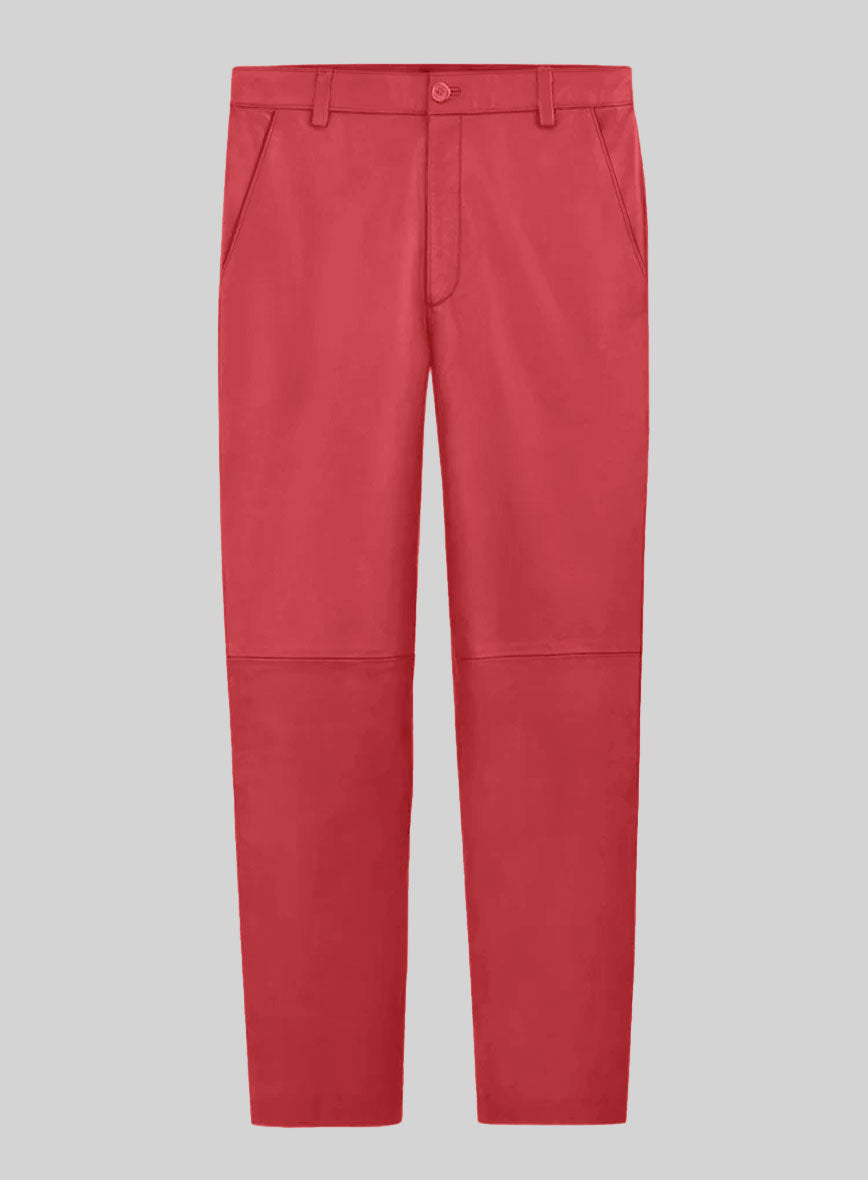 Raspberry Red Lambskin Leather Suit - StudioSuits