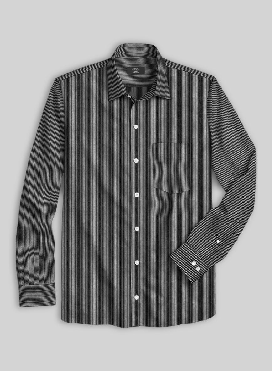 Raven Pinstripe Cotton Shirt - StudioSuits