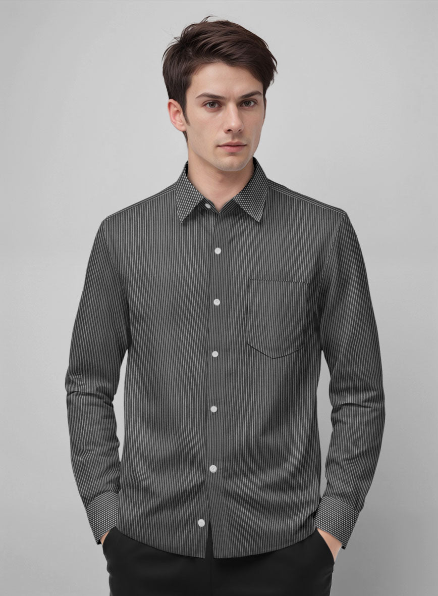 Raven Pinstripe Cotton Shirt - StudioSuits