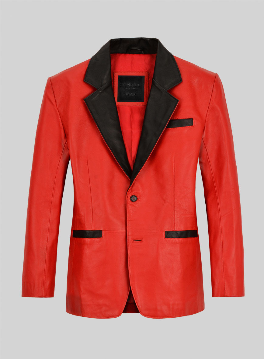 Red Hampton Leather Blazer - StudioSuits