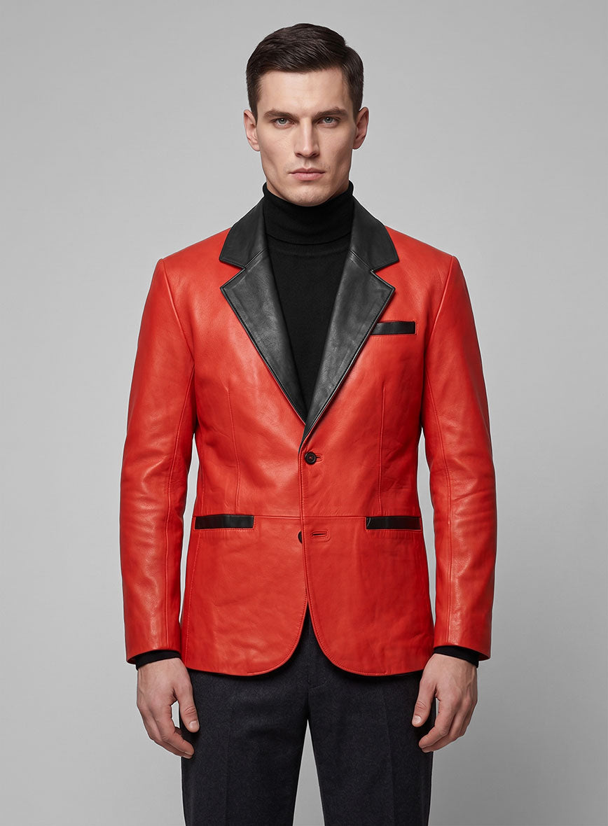 Red Hampton Leather Blazer - StudioSuits