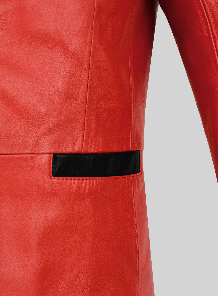 Red Hampton Leather Blazer - StudioSuits