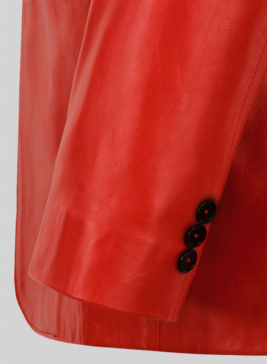 Red Hampton Leather Blazer - StudioSuits